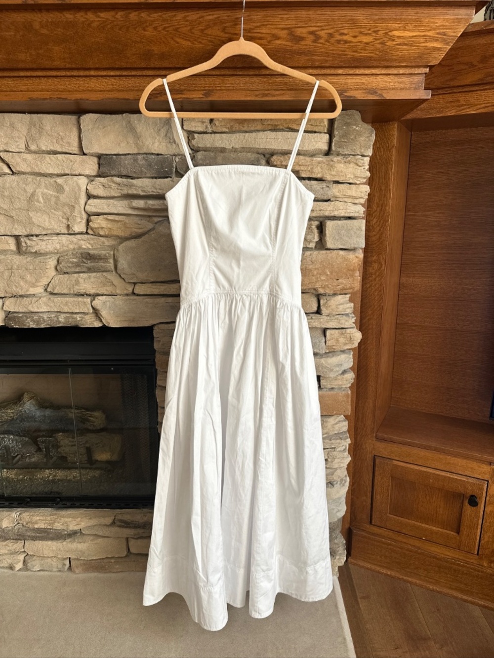 Madewell Poplin Seamed Midi Dress 100% Cotton White Sz 2 Sleeveless $158 - Picture 4 of 12
